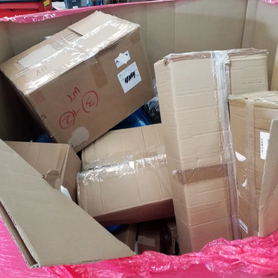 PALLET OF ASSORTED PRODUCTS INCLUDING PET POTTY, STORAGE OTTOMAN, DIGITAL MEASURING WHEEL, WORKOUT BAR, LED LIGHT