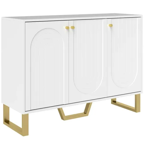 BOXED HOMCOM 3-DOOR SIDEBOARD STORAGE CABINET - WHITE (1 BOX)