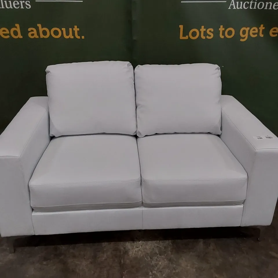 DESIGNER TWO SEATER SOFA WHITE LEATHER 