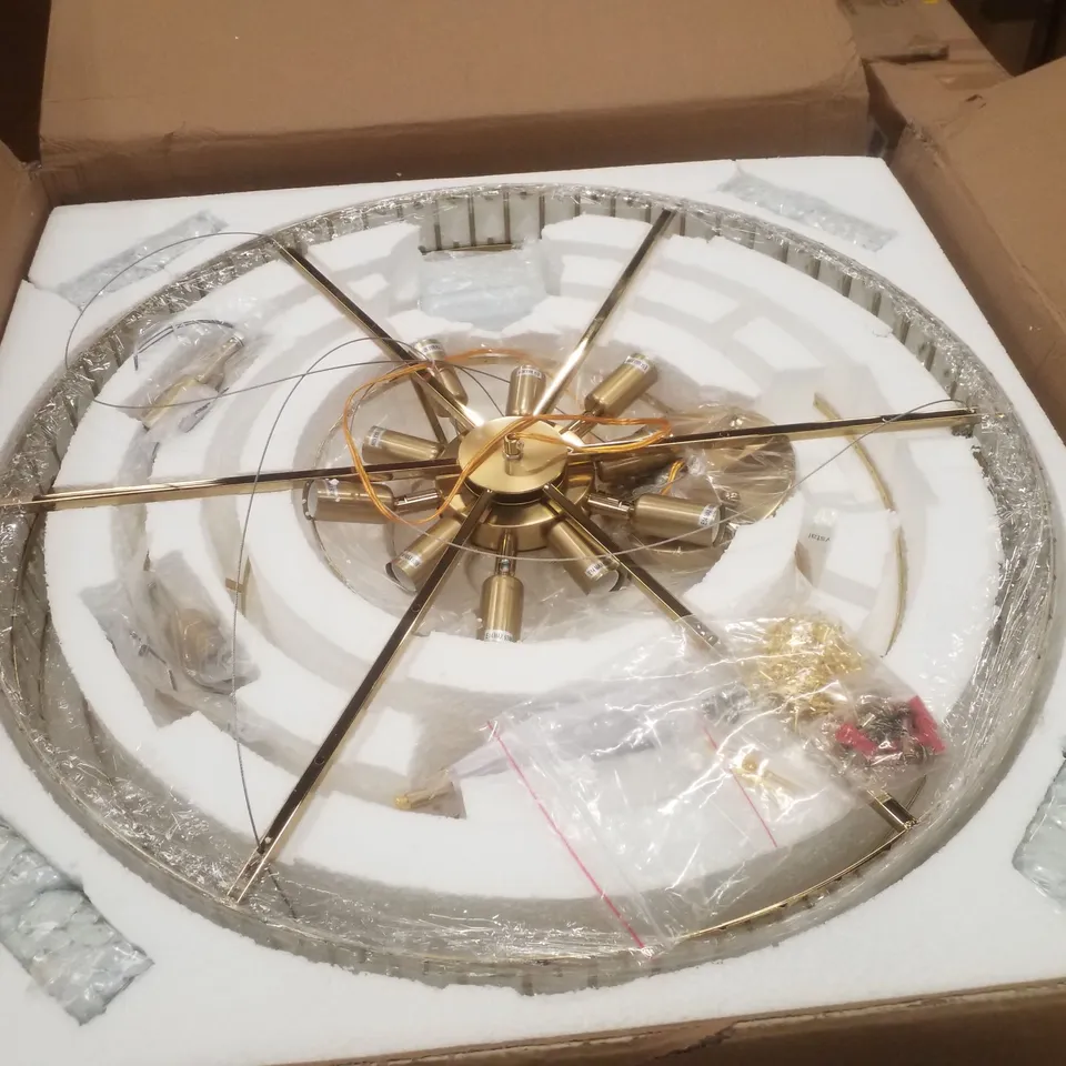 BOXED 10-LIGHT CRYSTAL CHANDELIER