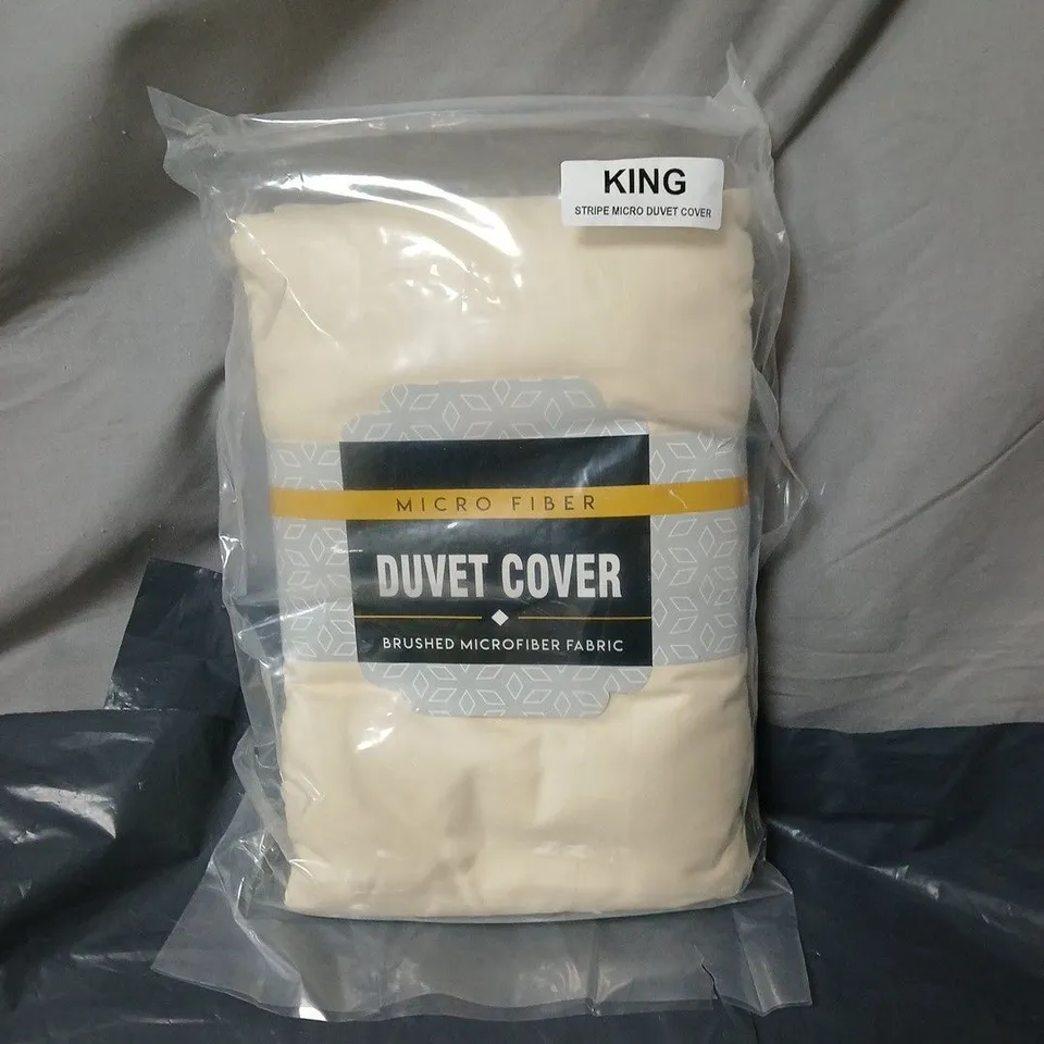 KING STRIPE MICRO DUVET COVER – KING SIZE, BRUSHED MICROFIBER