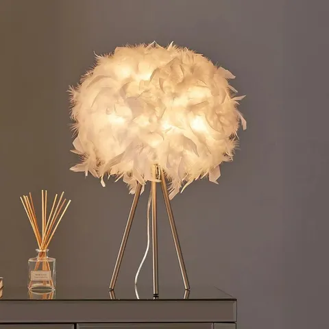 ELLIE FEATHER WHITE TABLE LAMP	