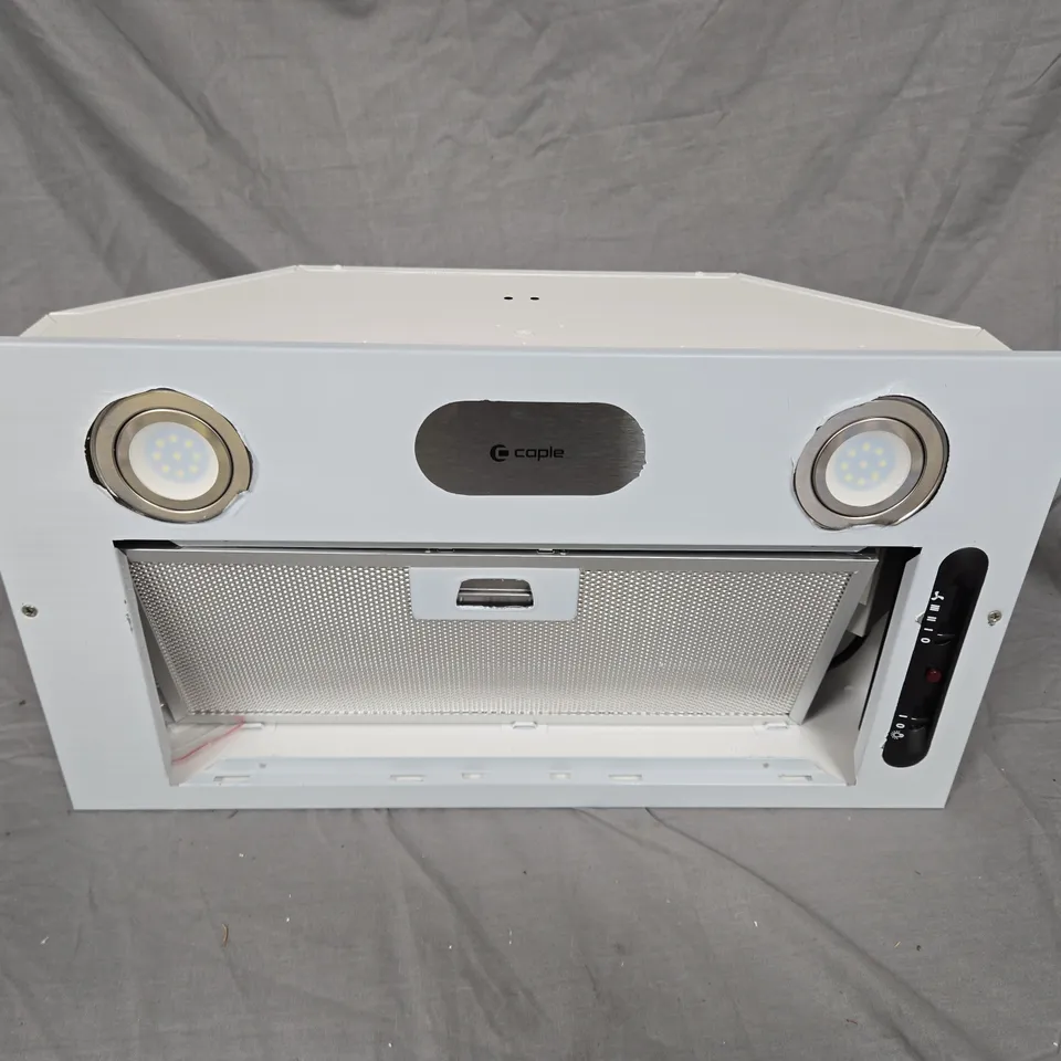 CAPLE EXTRACTOR HOOD UNIT – WHITE, DUAL LED LIGHTS. DAMAGED