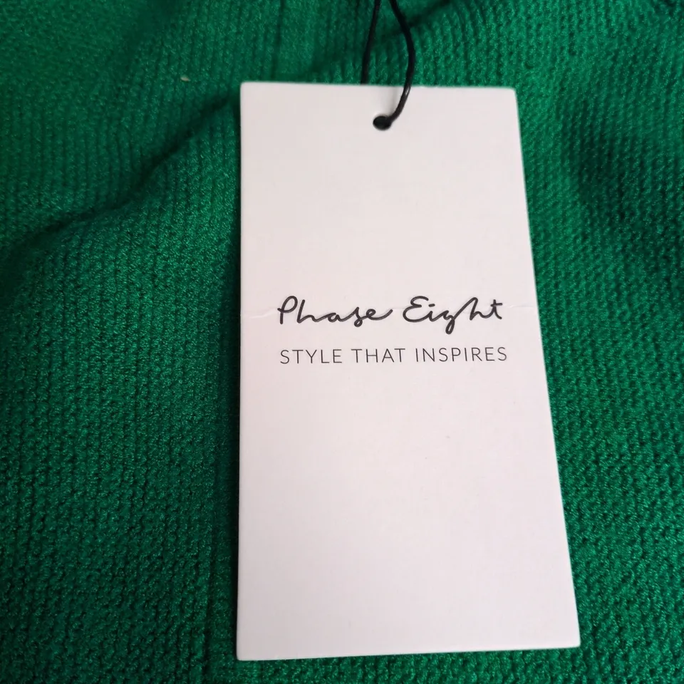 PHASE EIGHT JESS TEXTURED FUNNEL GREEN JUMPER – SIZE S