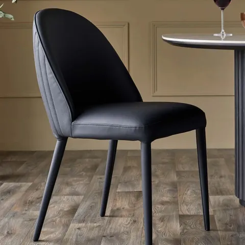 BOXED PAIR OF DANETTI SAYLOR BLACK FAUX LEATHER DINING CHAIRS