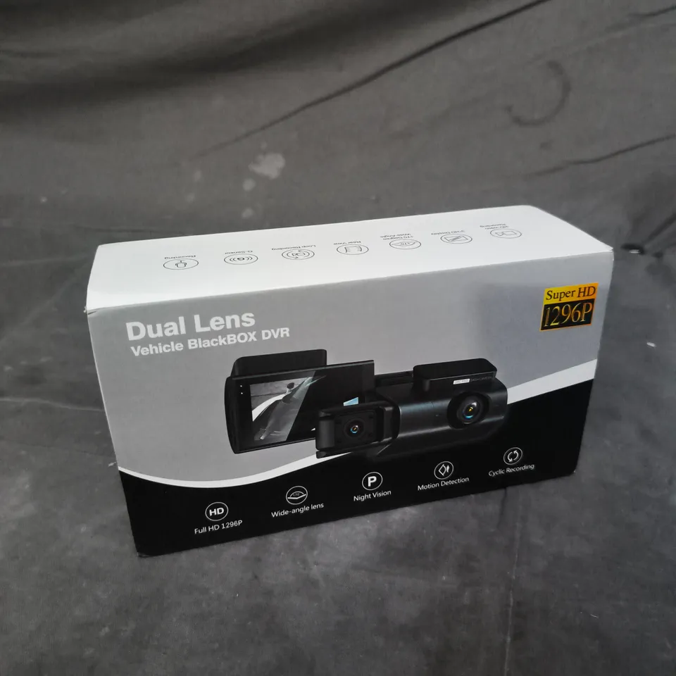 BOXED DUAL LENS VEHICLE DASH CAM 