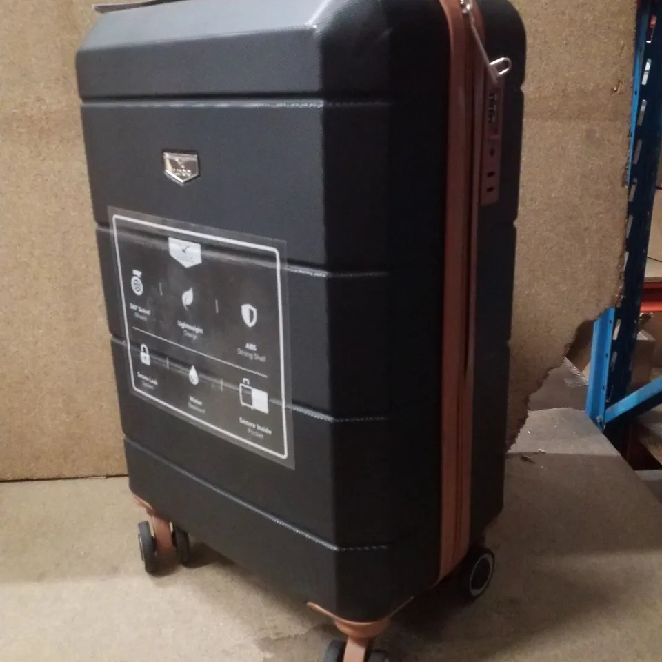 BOXED LUGG 20" JETSET TRAVEL SUITCASE - BLACK WITH BROWN