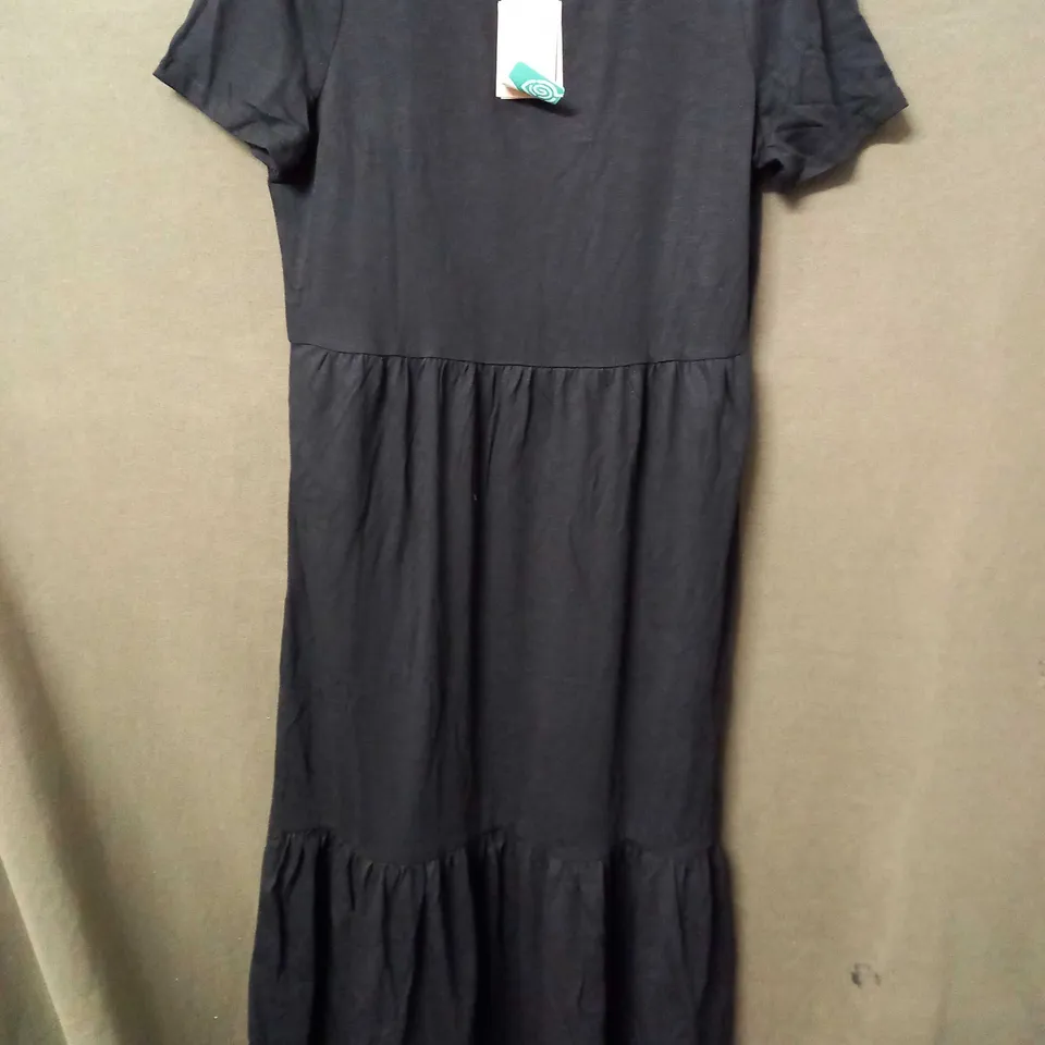 BODEN TIERED EASY JERSEY MIDI DRESS IN BLACK - UK 12R