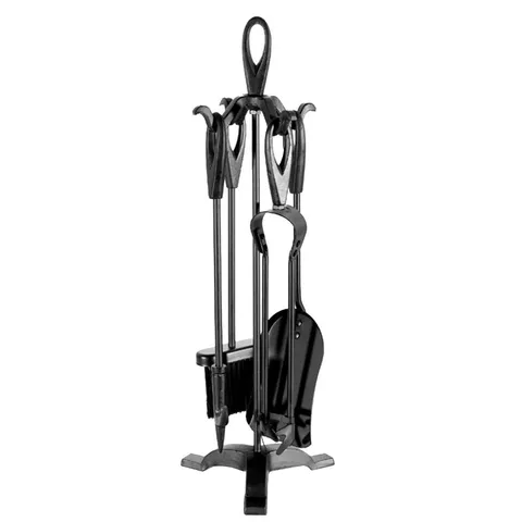 BOXED NEO BLACK FIREPLACE FIRESIDE SET FIRE TOOL ACCESSORIES STORAGE RACK
