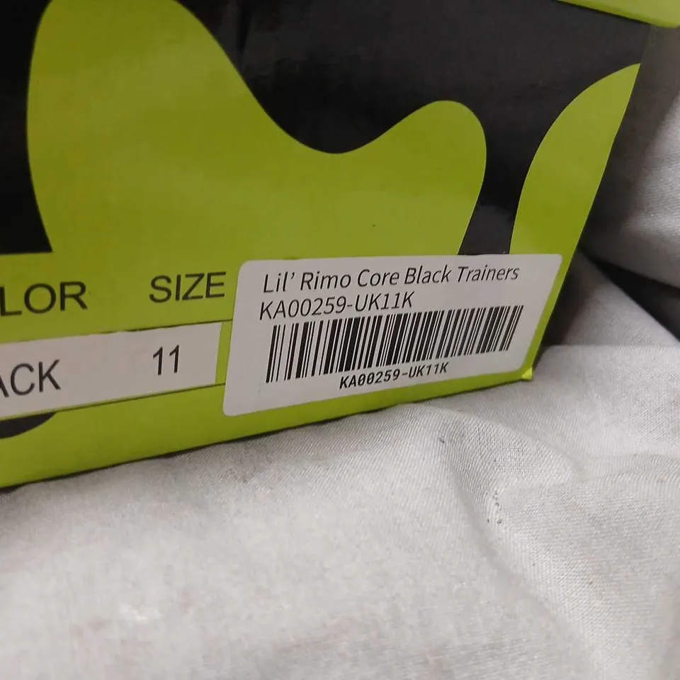 BRAND NEW BOXED KOI KIDZ LIL' RIMO CORE BLACK TRAINERS – KIDS' UK 10K