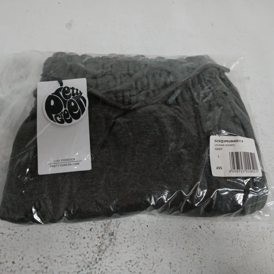 BAGGED PRETTY GREEN LOUNGE SHORTS IN GREY - LARGE