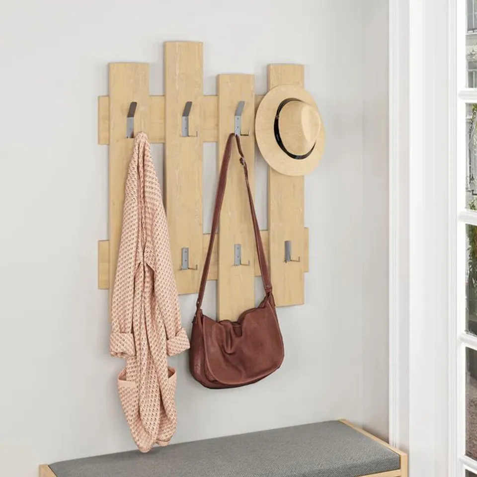 BOXED WAVE MODERN WALL MOUNTED COAT/HAT HANGER - SAPPHIRE OAK