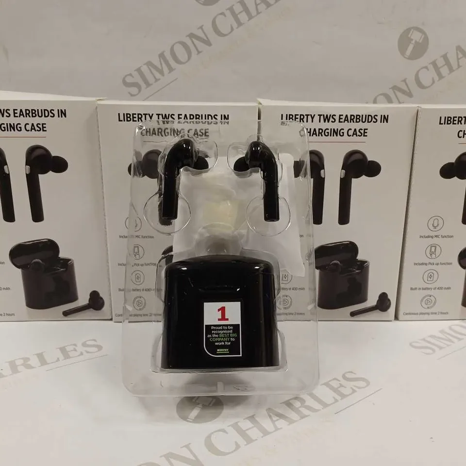 LOT TO CONTAIN 4 X SETS OF LIBERTY TWS EARBUDS IN CHARGING CASES - BLACK