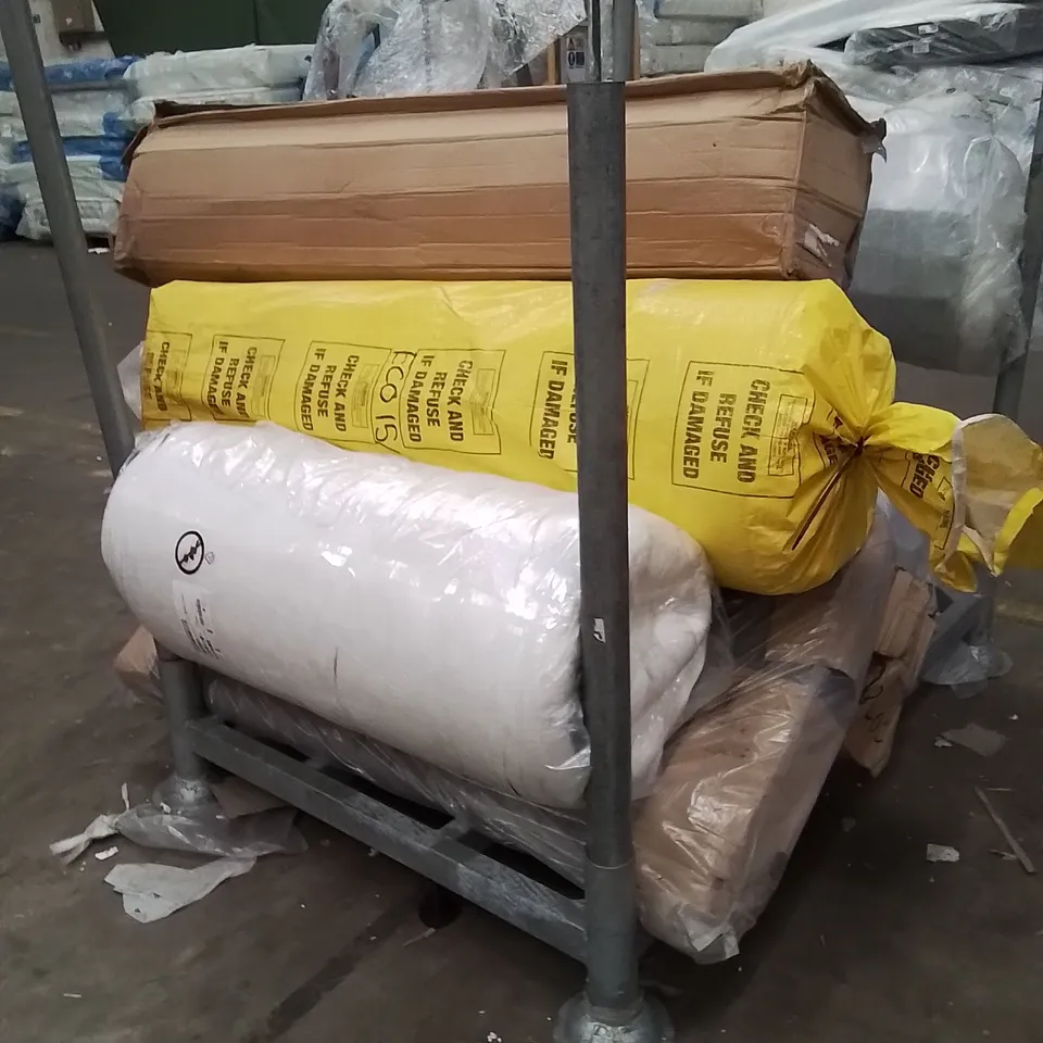 CAGE OF APPROXIMATELY 5 ROLLED UP MATTRESSES 
