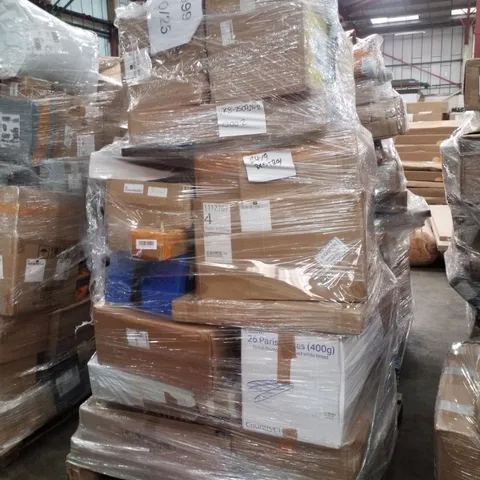 PALLET CONTAINING ASSORTED PRODUCTS INCLUDING TV WALL MOUNT, TOILET SEAT, 30M DOUBLE SCOOTER EXTENSION REEL & MANUAL PUMPING UNIT