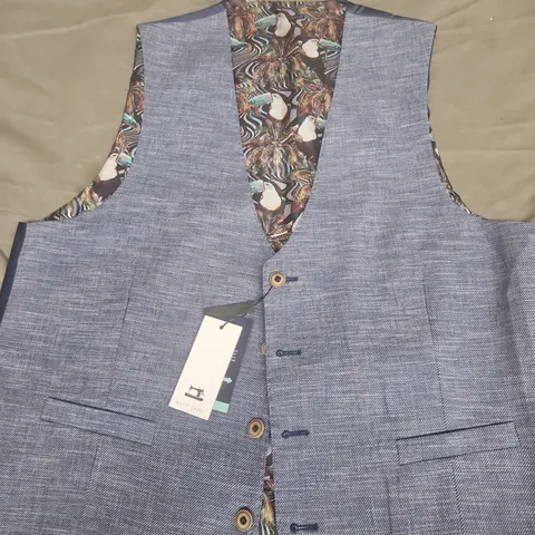 WHITE LABEL MEN'S WAISTCOAT (VEST) – UK 42R, BLUE TEXTURED FABRIC WITH TROPICAL LINING