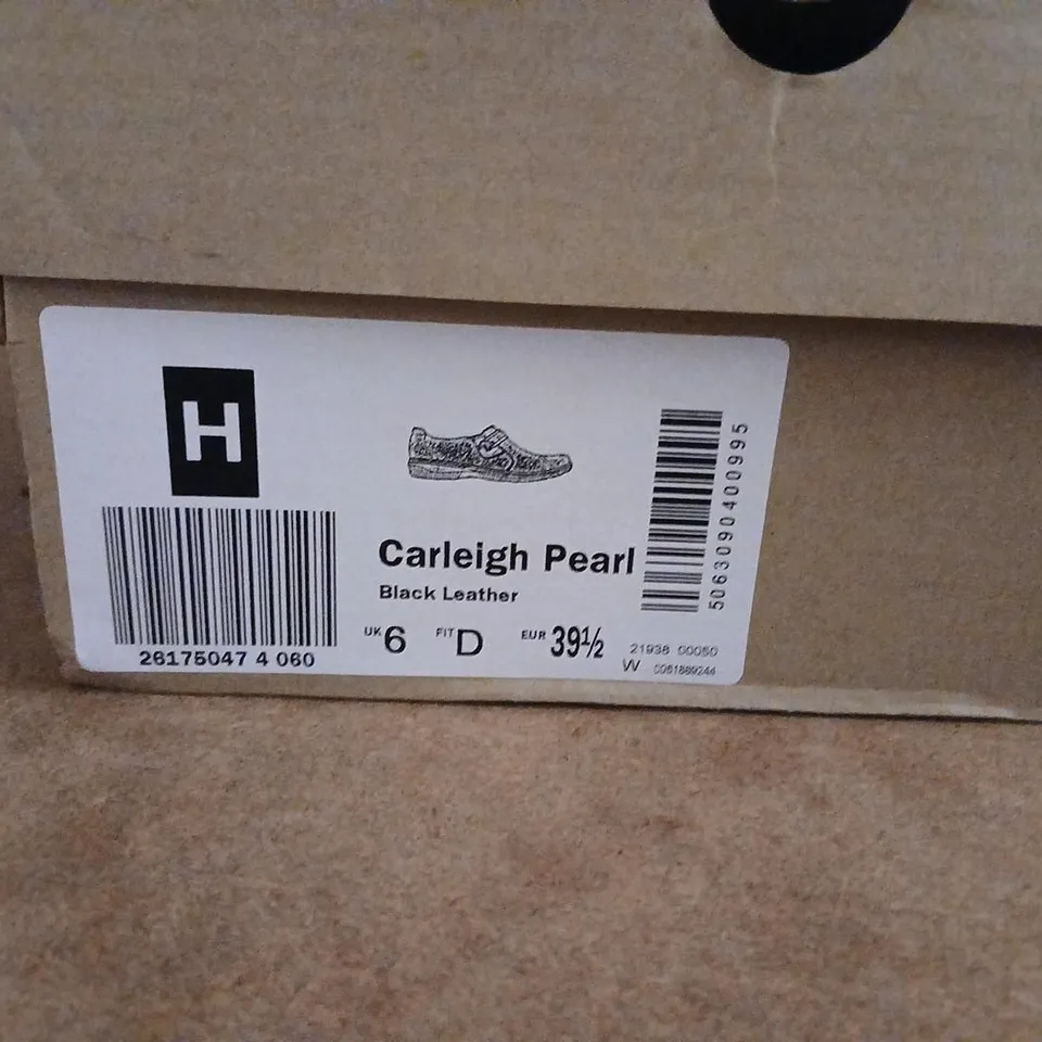 CLARKS CARLEIGH PEARL BLACK LEATHER SHOES – UK 6