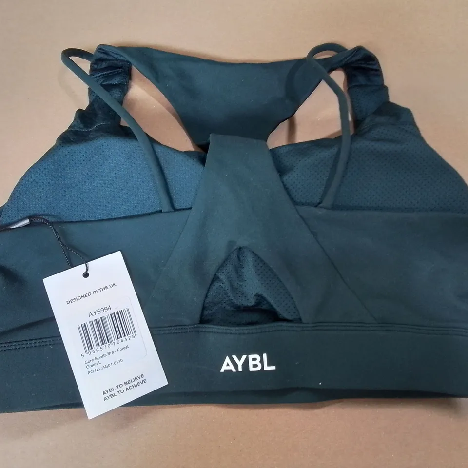 AYBL CORE SPORTS BRA IN FOREST GREEN - L