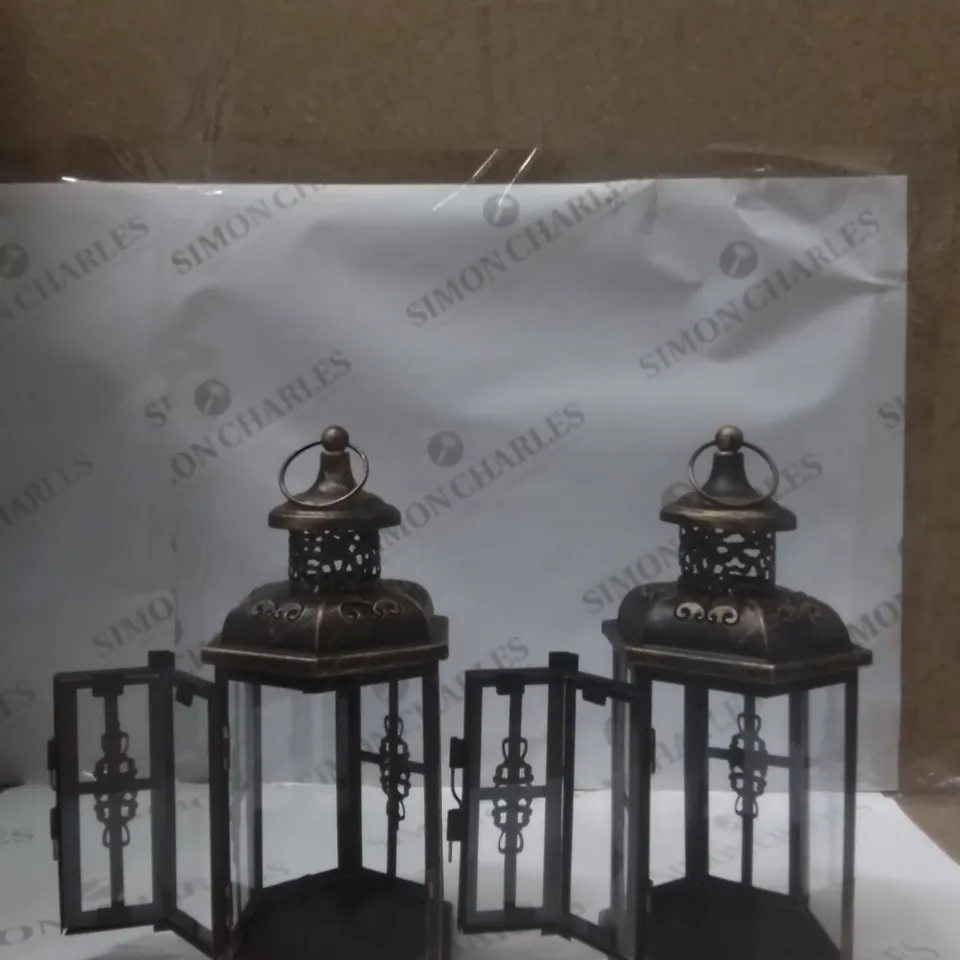BOXED 25CM DECORATIVE CANDLE LANTERNS (SET OF 2)