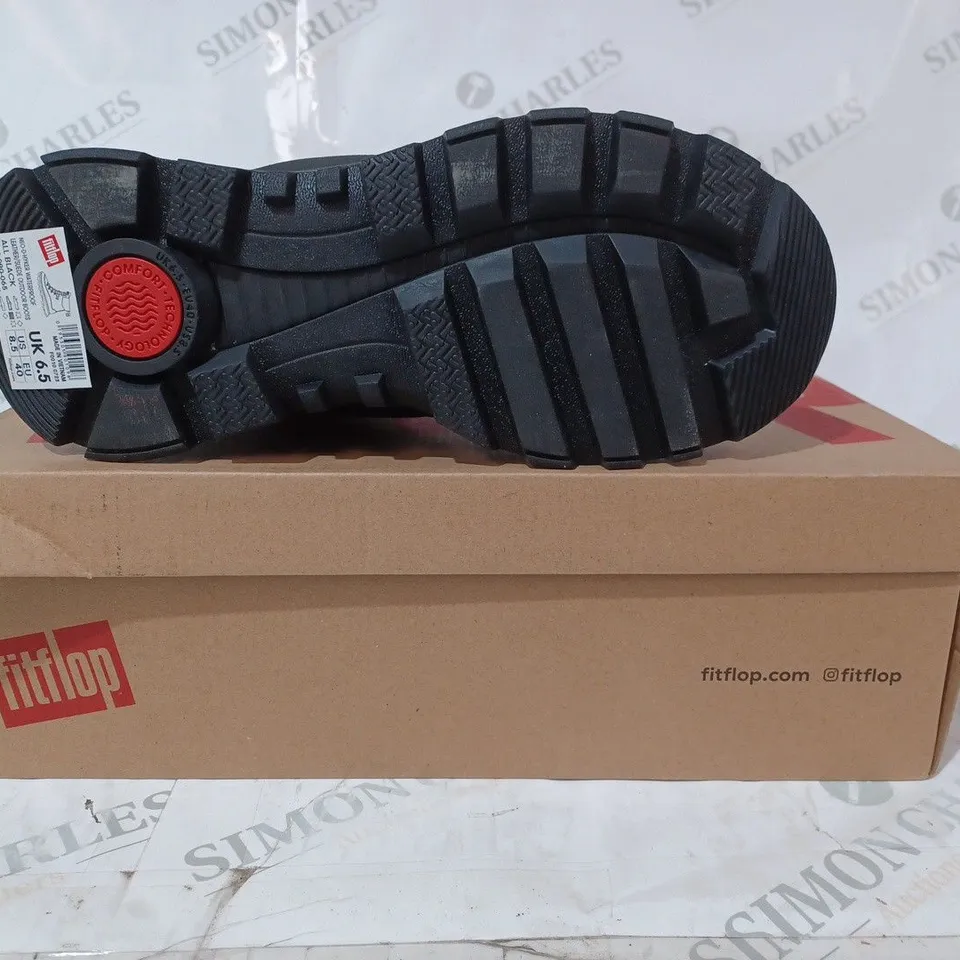 BOXED PAIR OF FITFLOP NEO-D-HYKER WATRERPROOF BOOTS IN BLACK UK SIZE 6.5