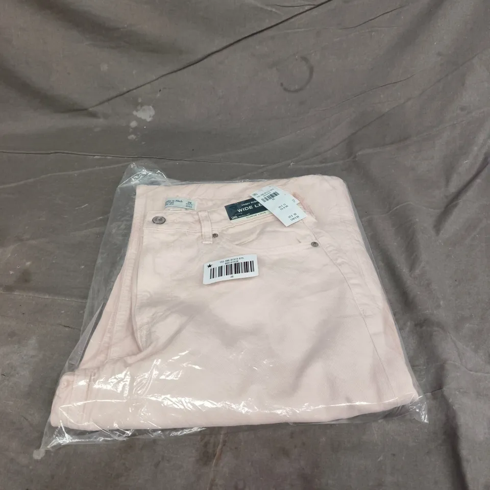ABERCROMBIE AND FITCH PINK HIGH RISE WIDE LEG JEANS SIZE 26R BAGGED TAGGED