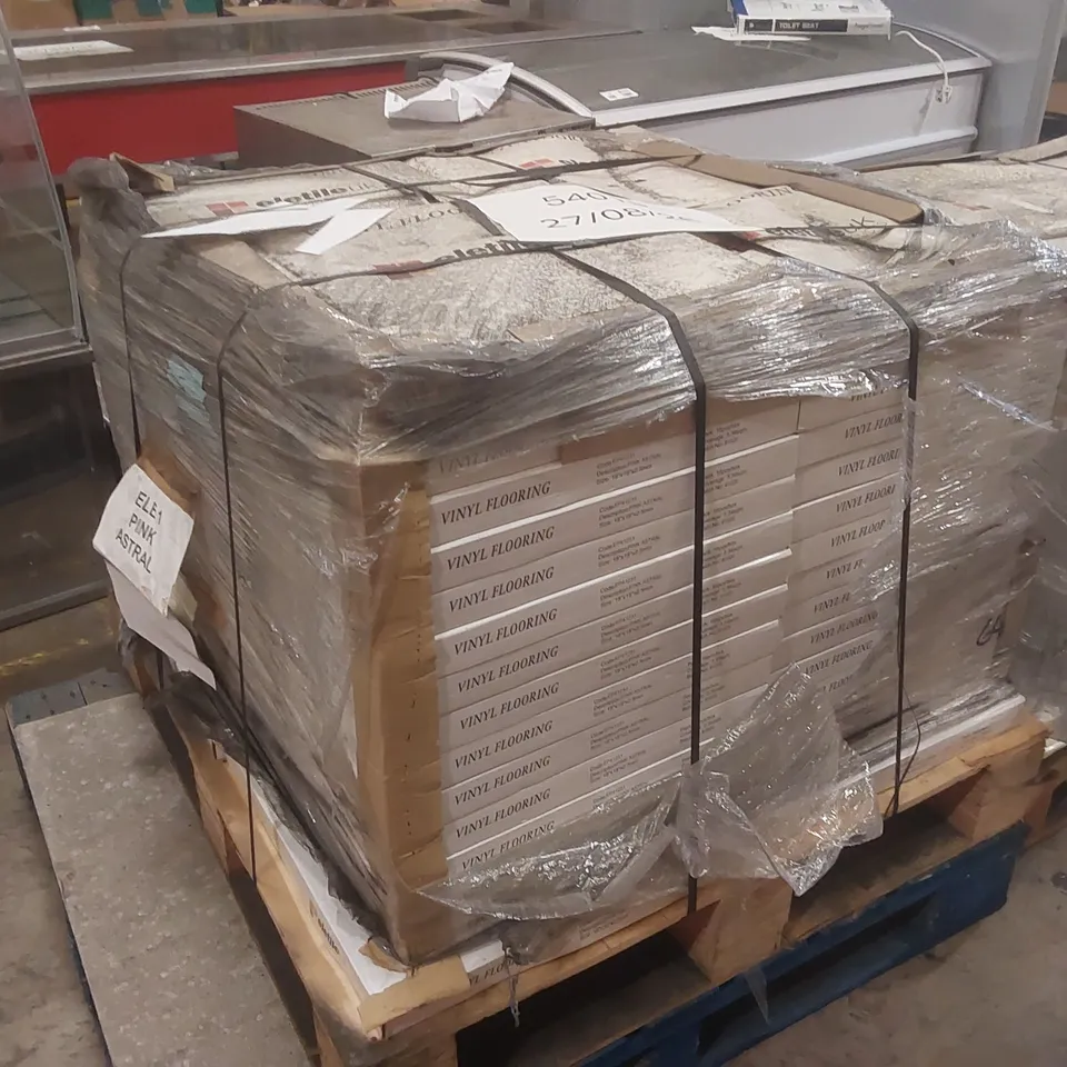 PALLET CONTAINING APPROXIMATELY 50 BOXES OF 16PCS BRAND NEW ELETILE UK PINK ASTRAL VINYL FLOORING