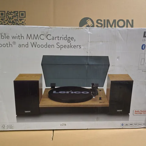 LENCO LS-300WD BELT DRIVE TURNTABLE WITH BLUETOOTH AND WOODEN SPEAKERS