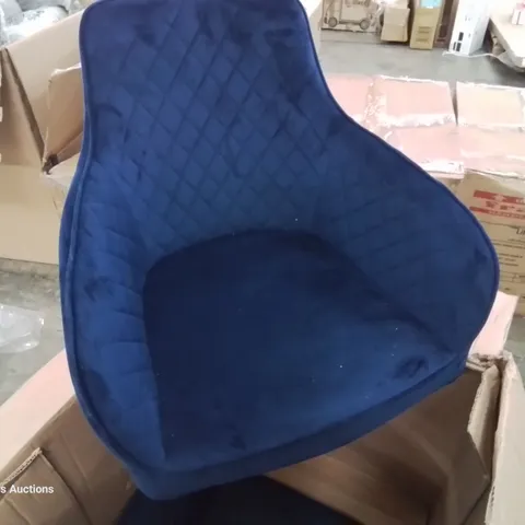 BOXED PAIR HAMPTON UPHOLSTERED DINING CHAIRS ROYAL BLUE VELVET