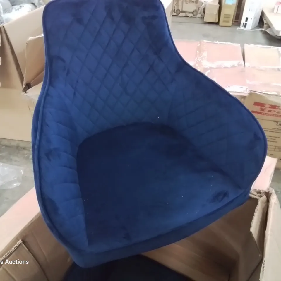 BOXED PAIR HAMPTON UPHOLSTERED DINING CHAIRS ROYAL BLUE VELVET