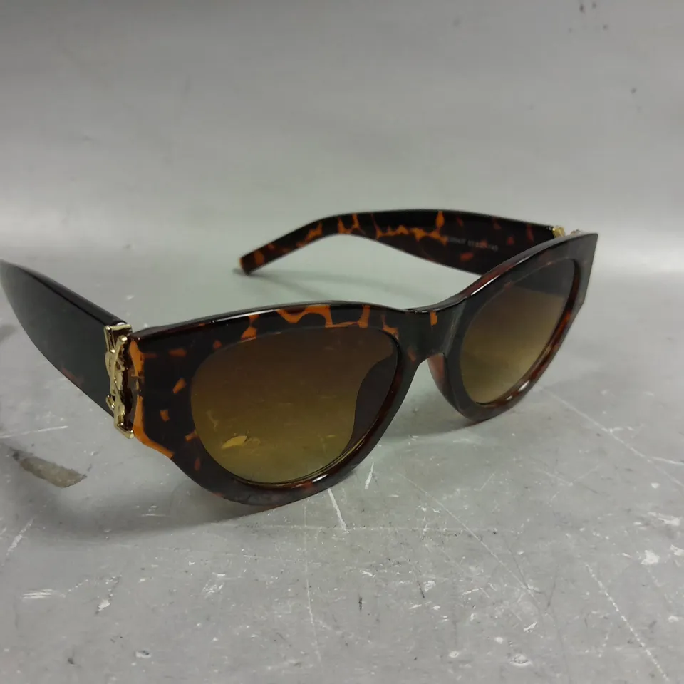 SAINT LAURENT TORTOISE SHELL CAT EYE FRAMED SUNGLASSES 