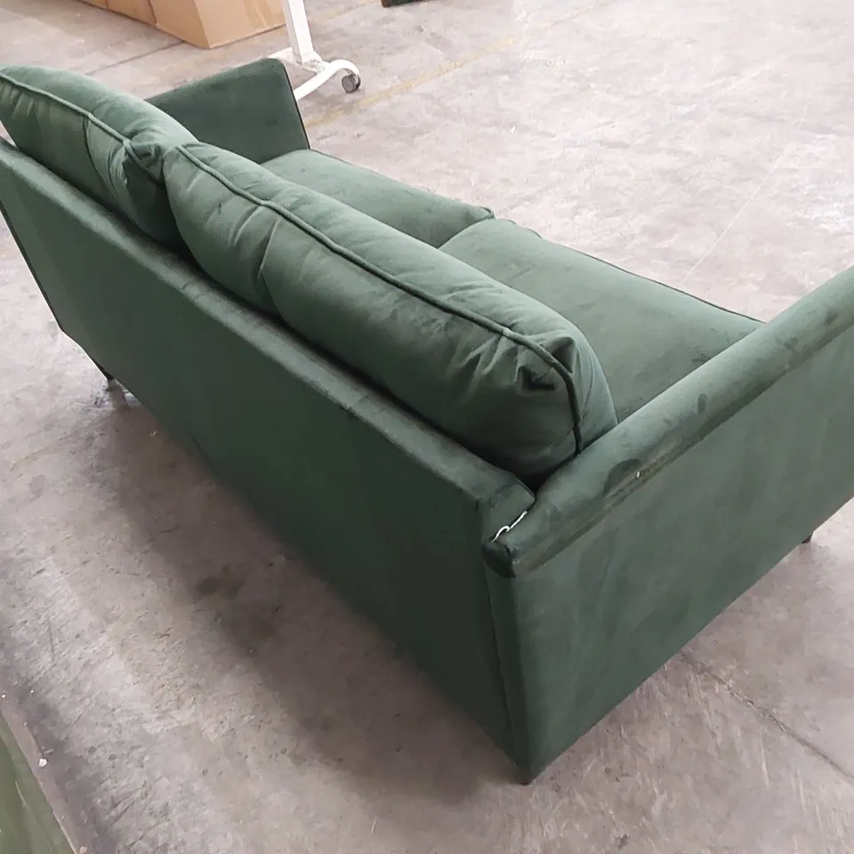 DESIGNER PASHA EMERALD VELVET UPHOLSTERED 3 SEATER SOFA