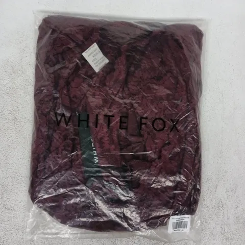 BAGGED WHITE FOX DESTINY LACE MAXI DRESS IN BURGUNDY SIZE SMALL