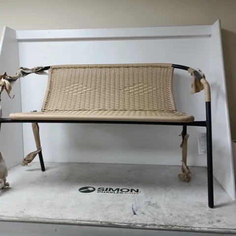 STEEL WICKER BENCH – NATURAL/BLACK 