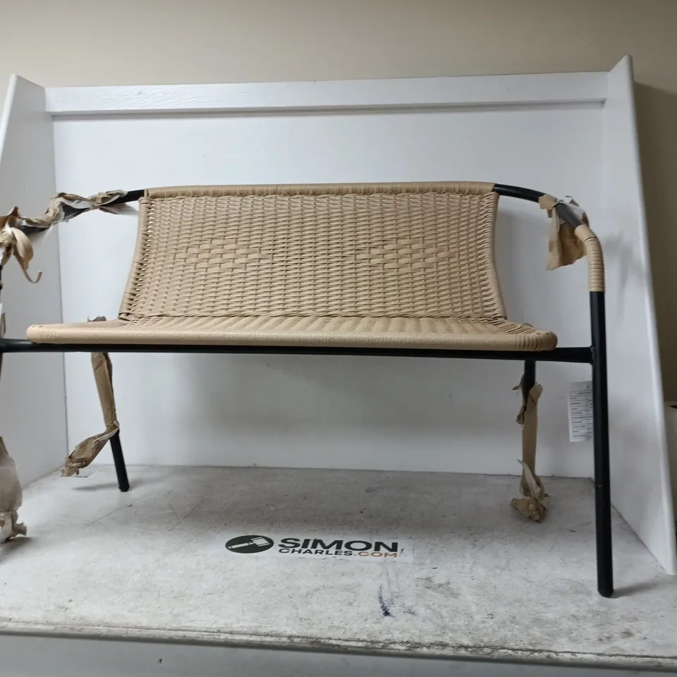STEEL WICKER BENCH – NATURAL/BLACK