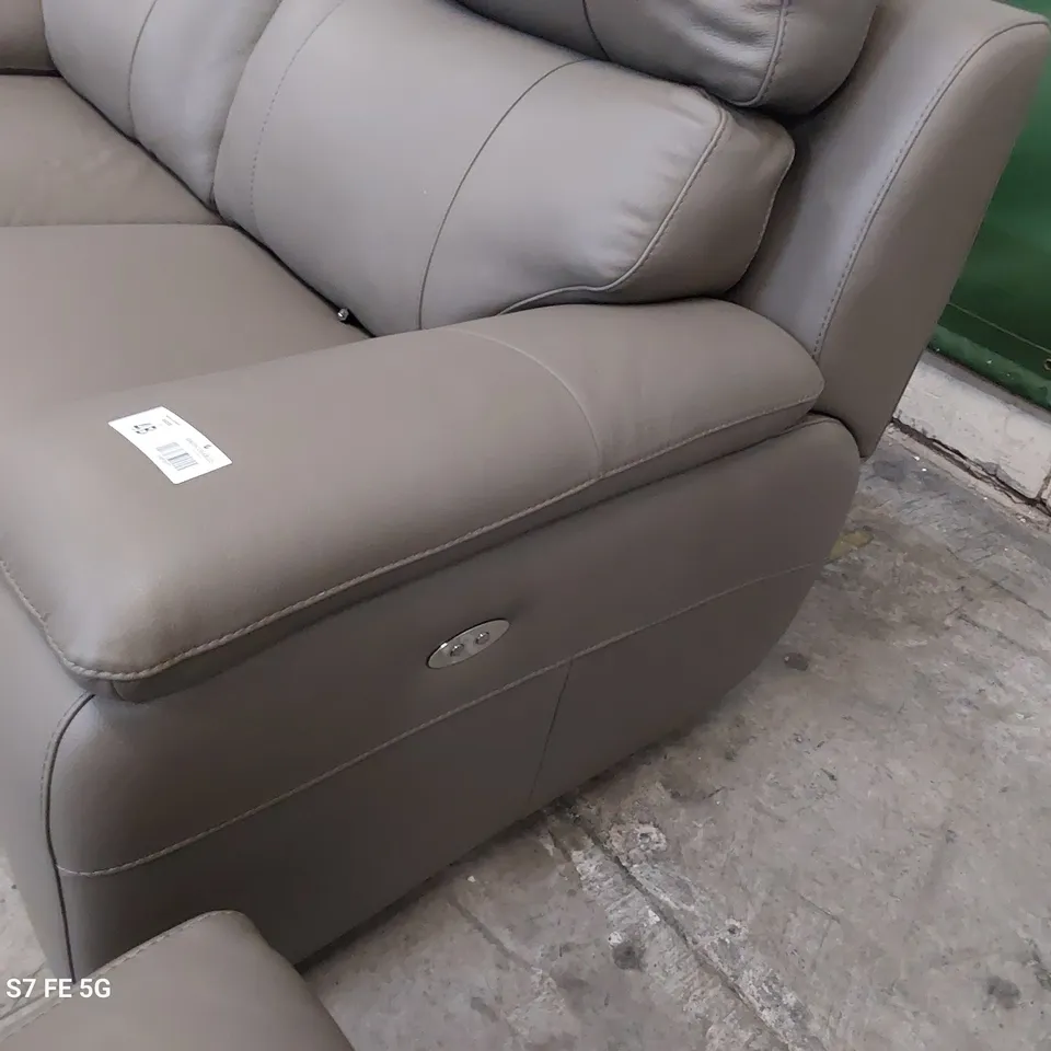 QUALITY ITALIAN DESIGNER PATRIZIO POWER RECLINING TWO SEATER SOFA MUD LEATHER 