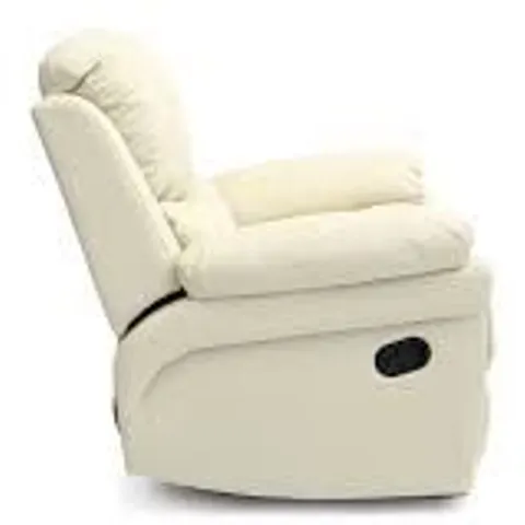 BOXED DESIGNER MADISON CREAM FAUX LEATHER MANUAL RECLINING EASY CHAIR