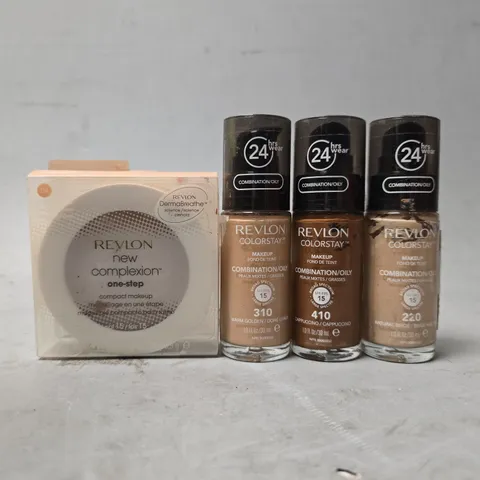 BOX OF APPROXIMATELY 25 ASSORTED REVLON ITEMS TO INCLUDE - COLOURSTAY MAKEUP 220 , COLOURSTAY MAKEUP 310 , COLOURSTAY MAKEUP 410 ETC