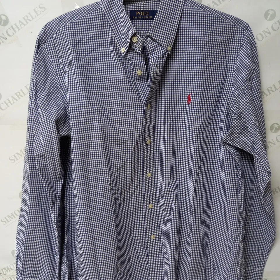 RALPH LAUREN BLUE CHECK LONG SLEEVE SHIRT - L
