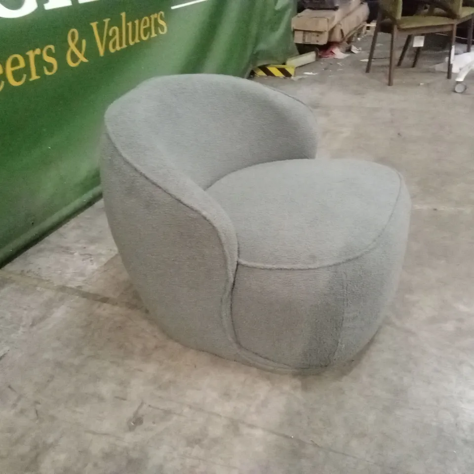 QUALITY DESIGNER GREY BOUCLE FABRIC CHAIR