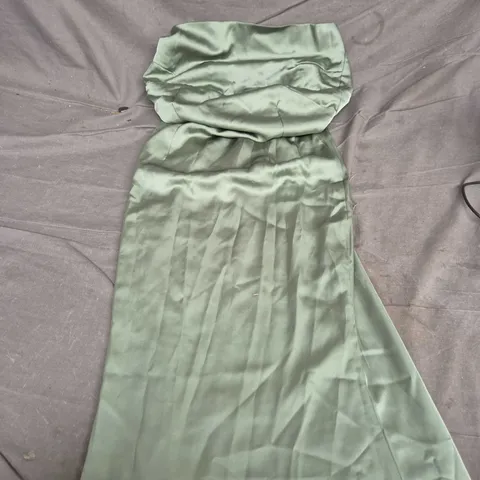 MISSPAP BRIDESMAID DRESS – PREMIUM SATIN BANDEAU OVERLAY, SAGE - SIZE 8