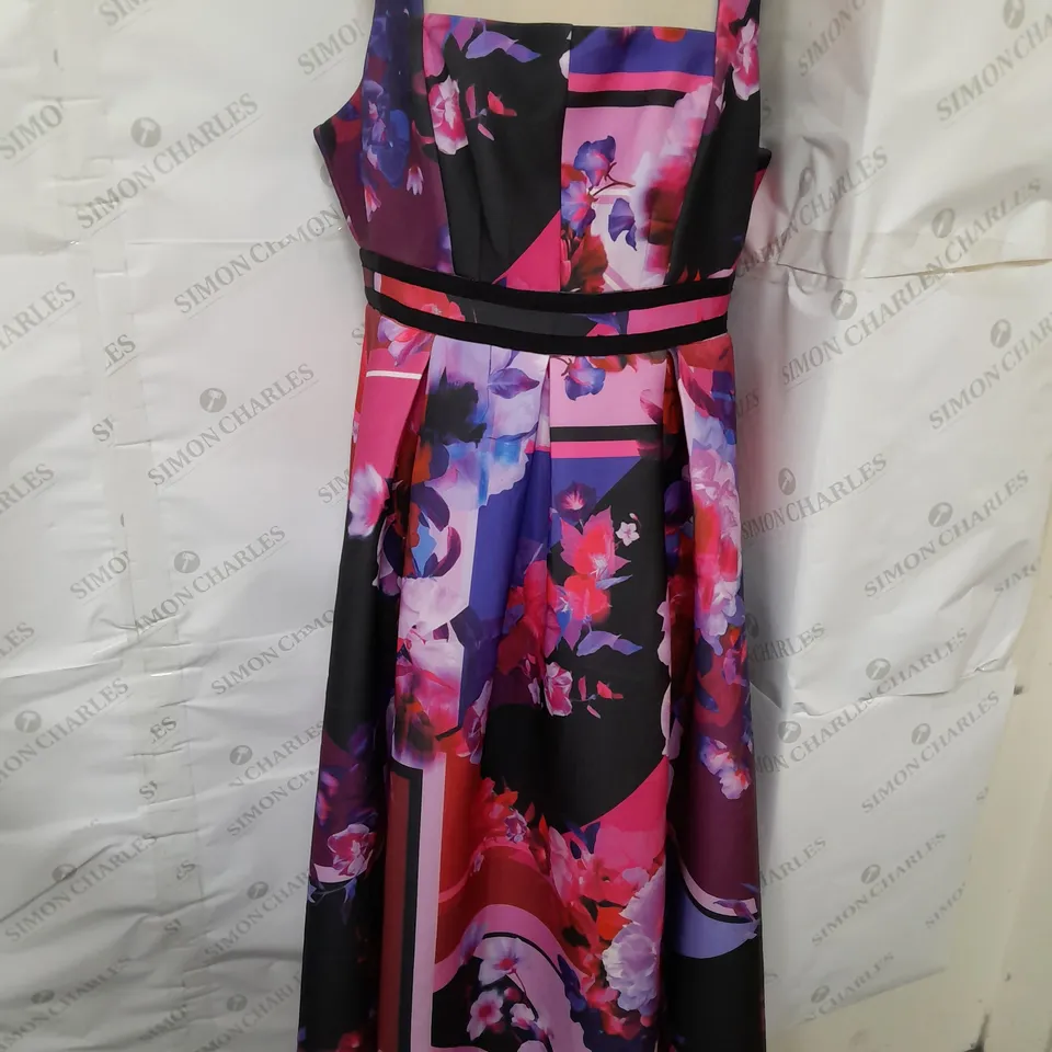 COAST CONTRAST TRIM FLORAL SCUBA MIDI DRESS IN PINK SIZE 18