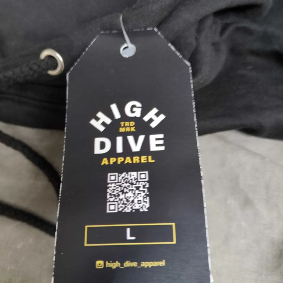 HIGH DIVE APPAREL BLACK HOODIE – SIZE L