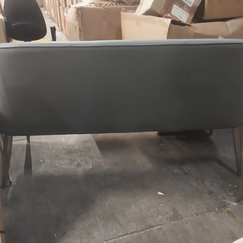 DANETTI MELLOW MID GREY FAUX LEATHER 3 SEATER DINING BENCH WITH BACKREST