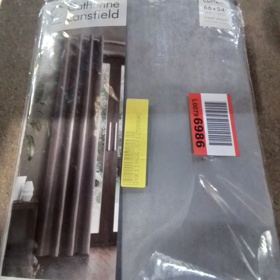 CATHRINE LANSFIELD PAIR FAUX SUEDE EYELET CURTAINS 168CM X 137CM