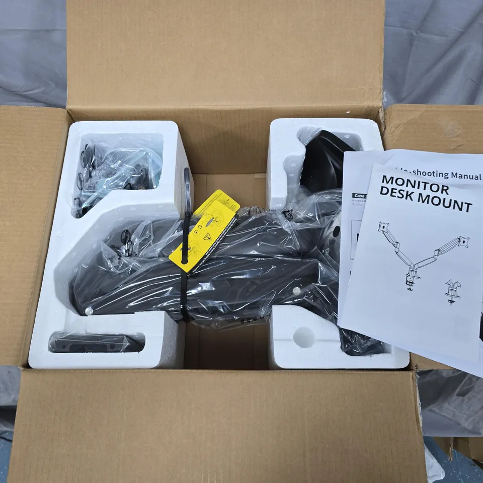 MONITOR ARM DESK MOUNT – DUAL ARTICULATING ARMS, VESA 75X75/100X100, 32" MAX – BOXED 