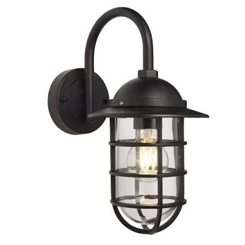 BOXED ENDON PORT 1 LIGHT OUTDOOR WALL LIGHT BLACK CLEAR