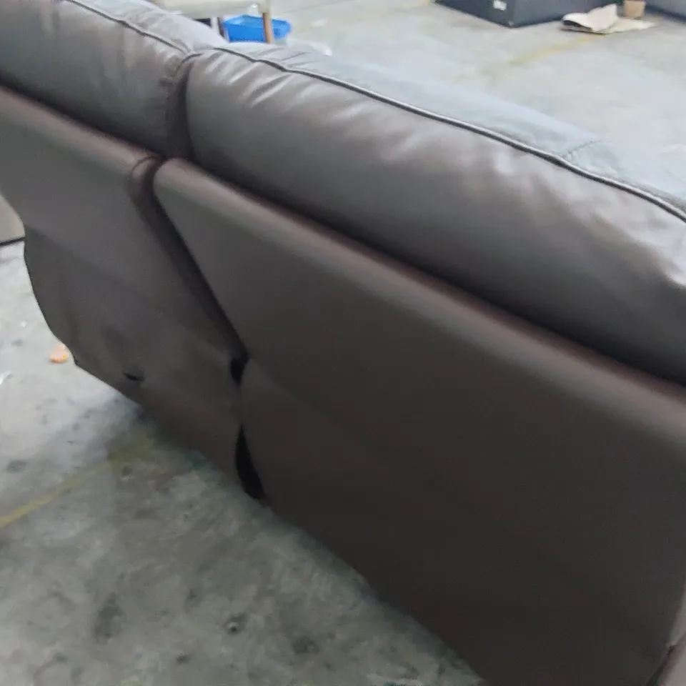 DESIGNER POWER RECLINING TWO SEATER SOFA BROWN LEATHER