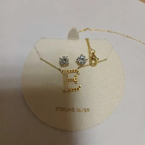 DIAMONIQUE 1.9CT TW INITIAL PENDANT & EARRING SET IN BAUBLE STERLING SILVER 