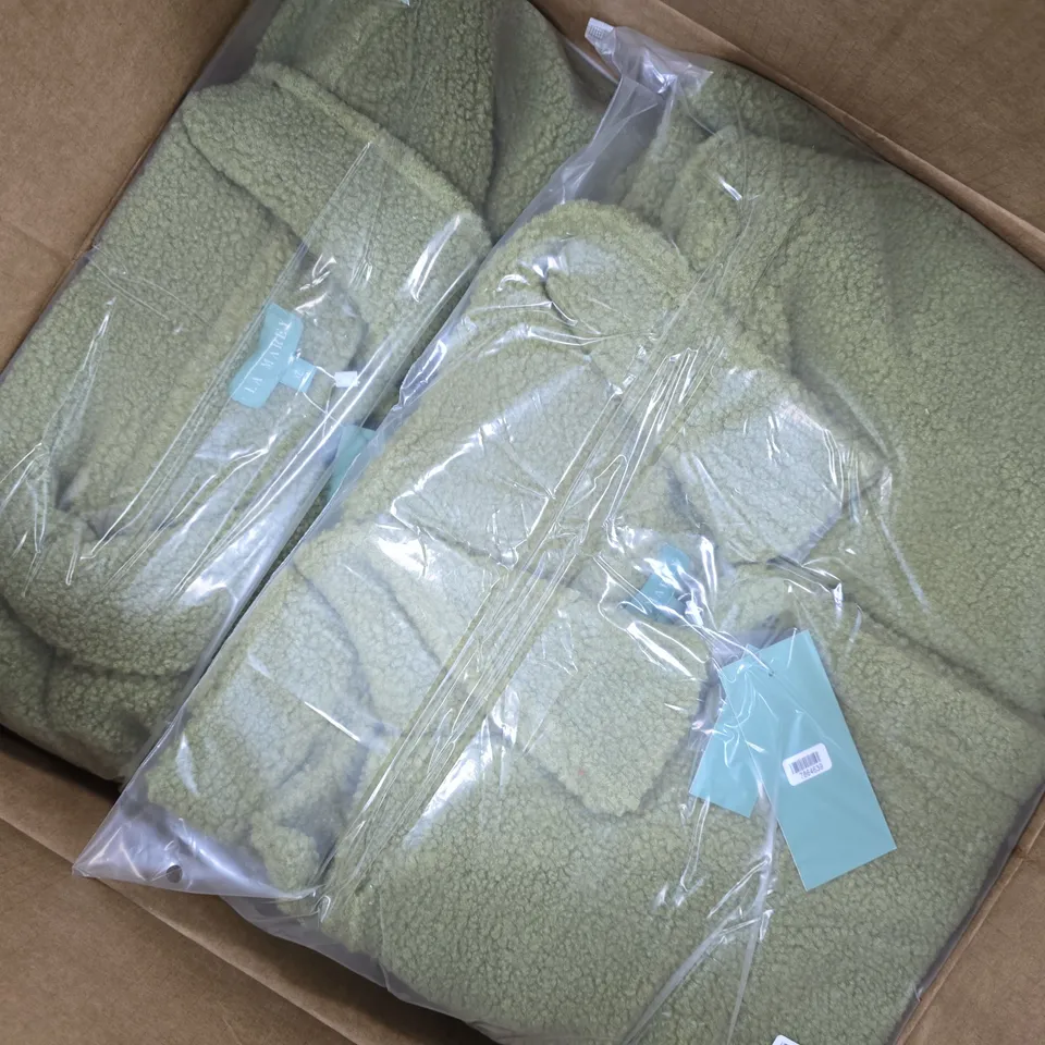 9 BAGGED LA MAREY LADIES FLEECE BUTTON-UP JACKETS IN GREEN - XL