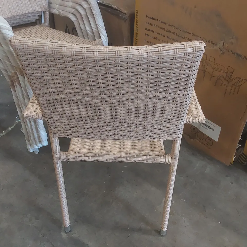 BOXED SET OF 6x ANTIGUA RATTAN GARDEN DINING CHAIRS